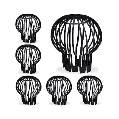 Imagen de Relaxdays 6 Protectores Bajante Canalones, Filtro Canaletas, Cubiertas Tubería, Ø 13 cm, Anti Bloqueos por Hojas, Negro, 15 x cm