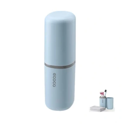 Imagen de Meiyijia Juego de Vasos Agua Viaje, Soporte para cepillos Dientes y Pasta Dientes, Vaso Adecuado Camping, Viajes, Viajes Negocios, Azul