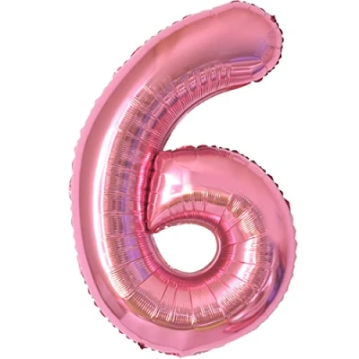 Imagen de Globo de cumpleaños con números 6 años papel aluminio XXL rosado en 40 pulgadas 101 cm para decoración número