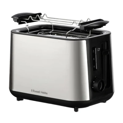 Imagen de Russell Hobbs Tostadora, ranuras de gran tamaño, 6 niveles tueste, función extraelevación, descongelar, recalentar y cancelar, &#039;levantar ver&#039;, acero inoxidable cepillado, Heaton 27390 56