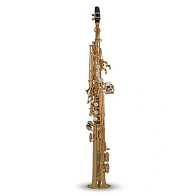 Imagen de Roy Benson Saxofón Soprano Sib SS 302 (diseño recto con arcos RND S rectos y doblados opcionales, almohadilla PISONI, estuche rectangular ligero, cómoda función de mochila).