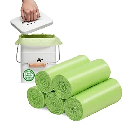 Imagen de 100 cuentas bolsa de basura pequeña 20 litros reciclar 2.6 galones, degradable gruesa compostable para alimentos/hogares/residuos en cocina, oficina, hogar