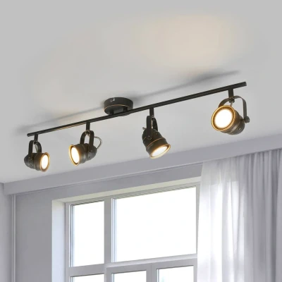 Imagen de Lindby downlight de techo Leonor, 4 luces, negro, metal, 78 cm