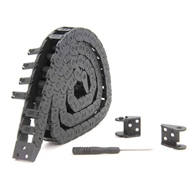 Imagen de Zeberoxyz 10 x 15 mm de longitud la cadena arrastre, 1 metro, soporte cable plástico negro abierto R18 con kit conectores finales para impresoras 3D y máquinas CNC