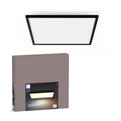 Imagen de Philips Hue Panel Led Inteligente Aurelle, 39W 3750 lúmens, Luz Blanca de Cálida a Fría, Compatible con Alexa y Google Home, 60x60cm, Negro