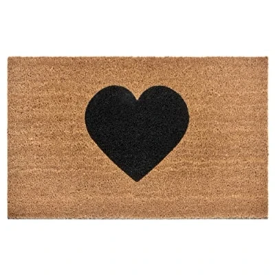 Imagen de Hanse Home Felpudo de Coco para Interior Natural, Alfombrilla Exterior con corazón Negro, Resistente a la Intemperie y Antideslizante Pasillo, terraza, Entrada 45 x 75 cm