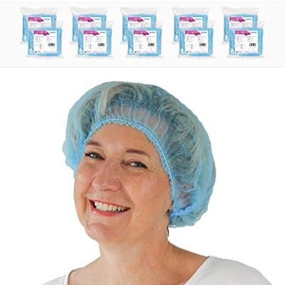 Imagen de ARNOMED gorros desechables azules para el pelo, gorro desechable 200 uds. cocina y dentista, 52 cm, quirofano quirurgicos desechables, sanitarios, hombre/mujer