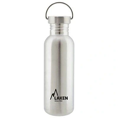 Imagen de LAKEN Botella de Agua Acero Inoxidable (0,35L Acero) con Tapón Vintage Reutilizable y Sostenible para Niños Adultos: Ideal Deporte, Escuela, Café