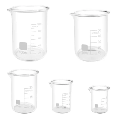 Imagen de Lixiluxia 5 Piezas Vaso Medidor Cristal, Cristalería del Laboratorio de Medición, Vasos Precipitado Graduado Vidrio Borosilicato 3.3, Tamaños 100ml 50ml 25ml 10ml 5ml, Para Laboratorio, Cocina