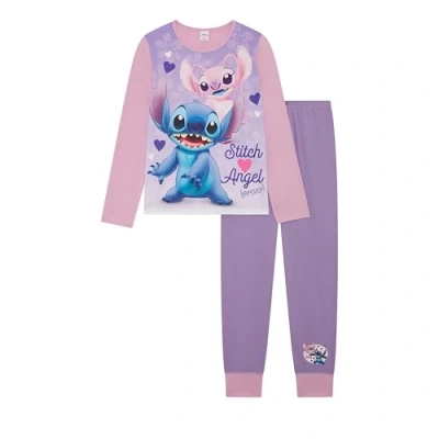 Imagen de Disney Lilo &amp; Stitch Conjunto de pijama 2 piezas para niñas con y Angel, color lila, 5 a 12 años, multicolor, 6 años