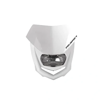 Imagen de Polisport 8657400043 Faro Delantero HALO de Polipropileno con lámpara halógeno Compatible Todos los Modelos Motocross/Enduro en Color Blanco/Nardo Gris