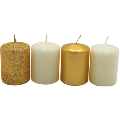 Imagen de Dekohelden24 velas de Adviento, mesa, bloque, mesa en color dorado y blanco, contenido del envío: 4 unidades, 5 x 7 cm.