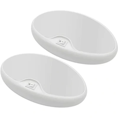 Imagen de Dream Lighting 2X Plafon LED 12v Autocaravana Luz de Techo para Camper Caravana Barco Cálida 3500K 370LM 15X9 CM Lámpara Interior Ovalada