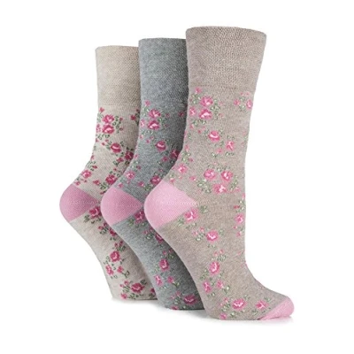 Imagen de Gentle Grip Señoras 3 Par Rosa Vintage Calcetines De Algodón Rosa, 4 8 Ladies