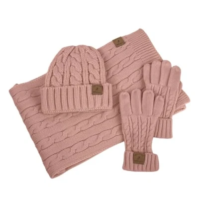 Imagen de Lois Conjunto Gorro Y Bufanda Mujer De Invierno Con Guantes Ideal Para Frio, Mujer, Rosa