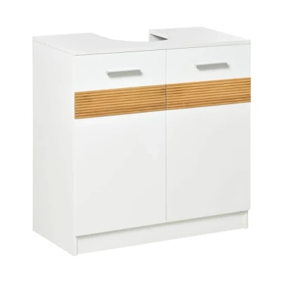 Imagen de kleankin Mueble para Debajo del Lavabo Armario Baño de Suelo Madera con 2 Puertas y Estante Interior Estilo Moderno 60x30x60,5 cm Blanco