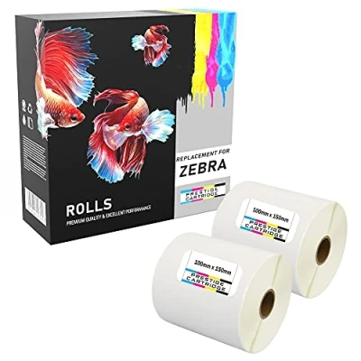 Imagen de 1,000 Compatible Zebra 100mm x 150mm White Direct Thermal Labels (500 per Roll) for Type Printers