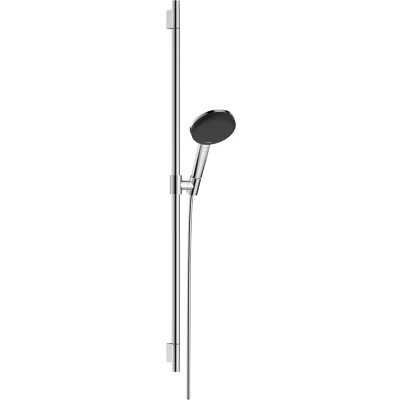 Imagen de hansgrohe Raindance Alive Select S conjunto de ducha con alcachofa ahorro agua (EcoSmart, 3 tipos chorro), flexo (1,60 m) y barra (0,90 m), cromo, 24603000