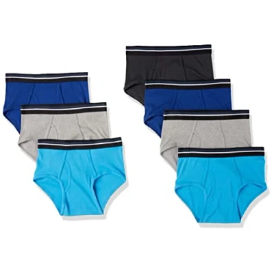 Imagen de Amazon Essentials Calzoncillos de algodón sin Etiquetas Hombre, Pack 7, Azul/Gris/Negro, XS