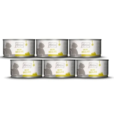 Imagen de MjAMjAM Comida húmeda Premium para Gatos Duo de Pato tierno &amp; Buen Pavo con Calabaza al Vapor, Pack 6 (6 x 100 g), sin Cereales Extra Carne