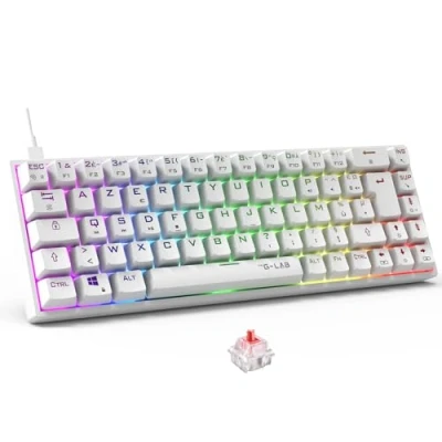 Imagen de The G Lab Keyz Titanium Teclado mecanico español 65% QWERTY, USB gaming con Switch rojo, RGB personalizable, anti ghosting, macros programables Para PC, PS4, PS5, Xbox Nuevo (Blanco)