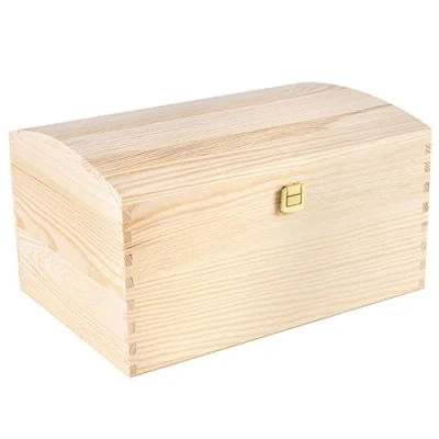 Imagen de Creative DECO Grande Cofre Caja Madera 34,5 x 25 19,2 cm con Cierre de Metal y Tapa Redondeada Decoración Decoupage Almacenaje Documentos Objetos Valor Juguetes Navidad
