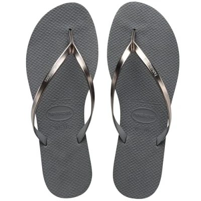 Imagen de Havaianas You Metallic, Sandalias Cómodas, Elegantes y Versátiles, Tiras Finas con Acabado Metálico, Pequeño Tacón, Mujer