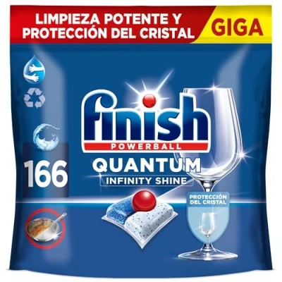 Imagen de Finish Powerball Quantum Infinity Shine Pastillas para el Lavavajillas con Protección del Cristal, 166