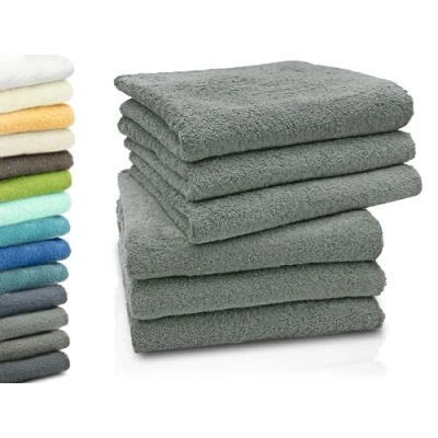 Imagen de ZOLLNER 6 Toallas de Lavabo, Premium 520 g/m², 50x100 cm, Gris Claro