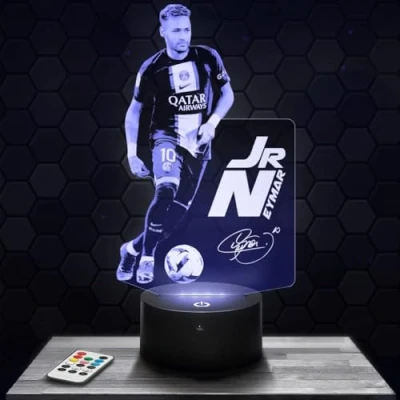 Imagen de lámpara de mesilla noche, luz nocturna táctil JR Neymar 2022 LED ilusión 3D, idea regalo para niños y niñas, Navidad, noche o adultos. TOP