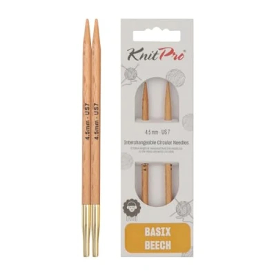 Imagen de KnitPro Basix Agujas de Tejer Circulares Abedul: Intercambiables: Especial: 8,5 cm x 4,50 mm, Madera, Multi Colour