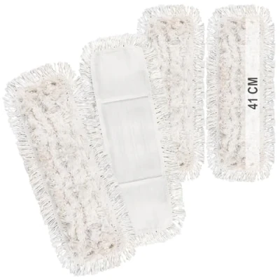 Imagen de com four® 4X paño de Limpieza Premium Repuesto Microfibra para trapeador Piso Interior 41 cm Ancho Lavable hasta 60C (4 Piezas Blanco 41cm)