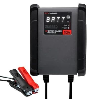 Imagen de Schumacher Rugged SPX 460 Cargador y Mantenedor de Carga Automático e Inteligente 12V, 10A para Coches, Barcos, Tractores, Autocaravanas Parachoques Protección Control por Microprocesador