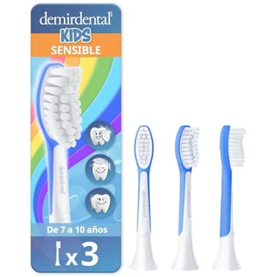 Imagen de demirdental cabezales para Philips Sonicare Kids, cabezal niños, los primeros dientes permanentes, niños de 7 a 10 años, equivalente HX6043, azul oscuro, set 3