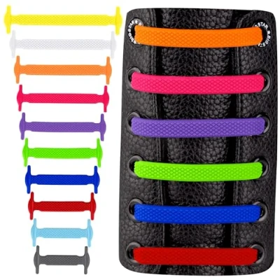Imagen de SULPO Cordones sin atar elásticos de silicona Juego lazos goma para zapatos mujer, hombre y niños