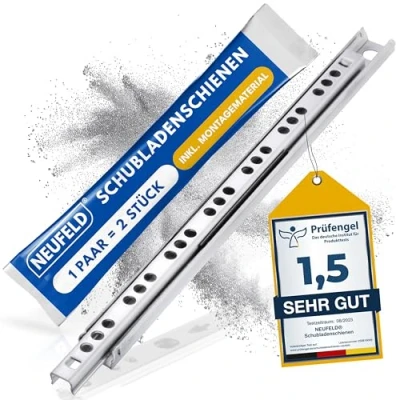 Imagen de NEUFELD 1234567890® guías para cajones 342 mm ranura de 17 (incl. material montaje) cajón extraíble sistema rieles