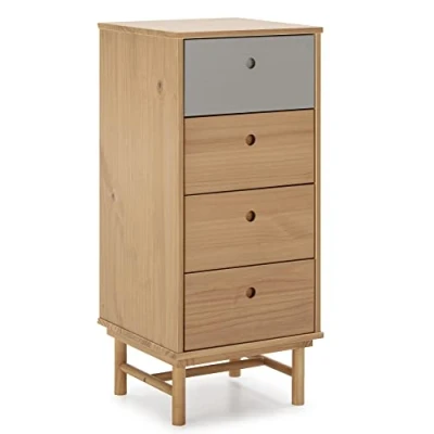 Imagen de HOMN LIVING Sinfonier de Noche Magnus 4 cajones, Madera Maciza, 40 cm (Ancho) (Profundo) 94 (Altura)