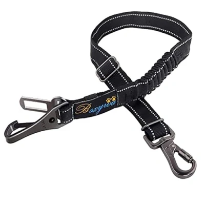 Imagen de Cinturón Perro Coche, Seguridad Perros Nylon Ajustable, Arnés para Doble Enganche Mosquetón con Cierre De Seguridad, 50 80Cm, La Máxima ComodidadPerros Grandes y Pequeños.