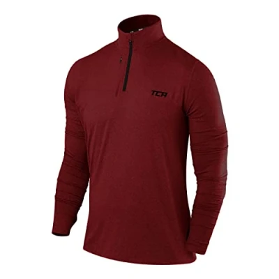 Imagen de TCA Camiseta Deporte Manga Larga Hombre Deportiva Secado Rápido Fusion Pro Quickdry con Media Cremallera para Rojo/Negro, XL