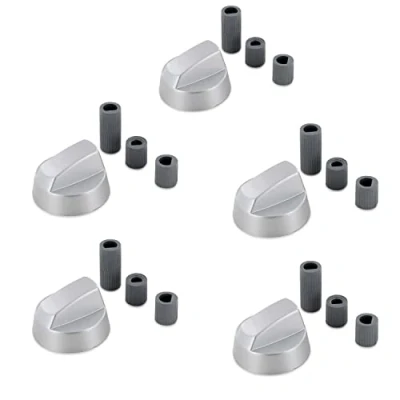 Imagen de Dekarox Juego de 5 pomos giratorios para cocina, 42 mm diámetro, con adaptadores 6 diámetro y 8 universal placa cocina gas o horno