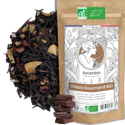 Imagen de Ascenbio Té negro Choco Gourmand orgánico 180 g a granel preparado y envasado en Francia embalaje biodegradable