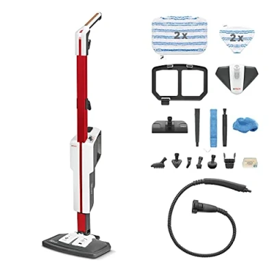 Imagen de Polti Vaporetto SV650 Style, Escoba a Vapor con Limpiador Portátil Integrado, Potencia Máxima 1500 W, 19 Accesorios, Filtro Antical, Autonomía Ilimitada, Parking Vertical, Rojo y Blanco