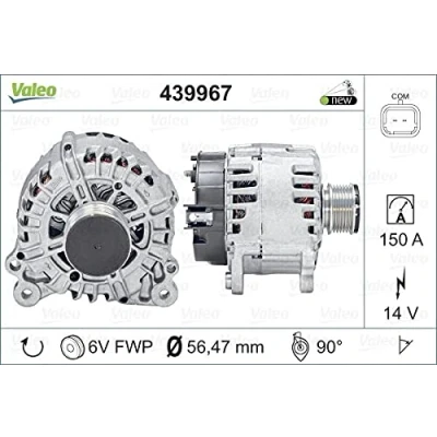 Imagen de VALEO 439967 Alternador 14V 150A DACIA: Lodgy, Dokker Express, SANDERO 2, RENAULT: Clio 4
