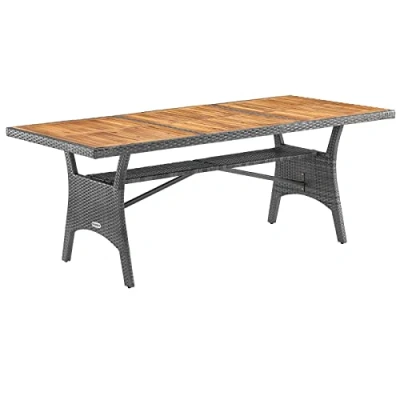 Imagen de CASARIA Mesa de Jardín Comedor 190x90cm Madera Acacia Certificado FSC® Mueble Terraza Patio Gris