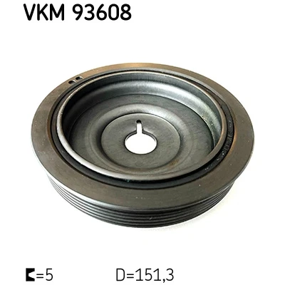 Imagen de SKF VKM 93608 Polea de Cigüeñal 151,3mm 6 RENAULT: SCENIC 2, MEGANE CLIO NISSAN: Qashqai / Qashqai+2 I, Juke, DACIA: SANDERO 2