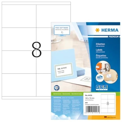 Imagen de Herma 4426 Etiquetas para impresoras (800 unidades, 105 x 70 mm), blanco