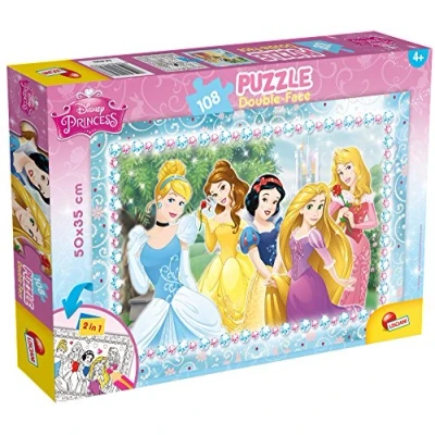 Imagen de Lisciani Princesas DISNEY : Puzzle de doble cara Anverso/Parte posterior con reverso Para colorear Desarrolla la motricidad 108 Piezas 2 en 1 niños a partir 4 años