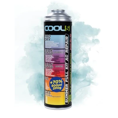 Imagen de COOL5 5en1 Kit de reparación aire acondicionado, AC, sustitución refrigerante R134a, para carga acondicionado coches 1995 2016 + APC 500ml