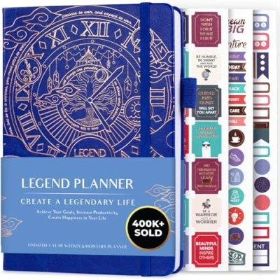 Imagen de Legend Planner Planificador de vida semanal y mensual lujo para alcanzar tus metas vivir más feliz. Organizador, cuaderno productividad A5, Sin fecha Royal Blue