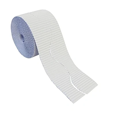 Imagen de Bright Ideas Corrugated Border for School Displays Rollo de Borde Corrugado para exhibiciones Escolares, Papel, Blanco, 57mm x 7.5m